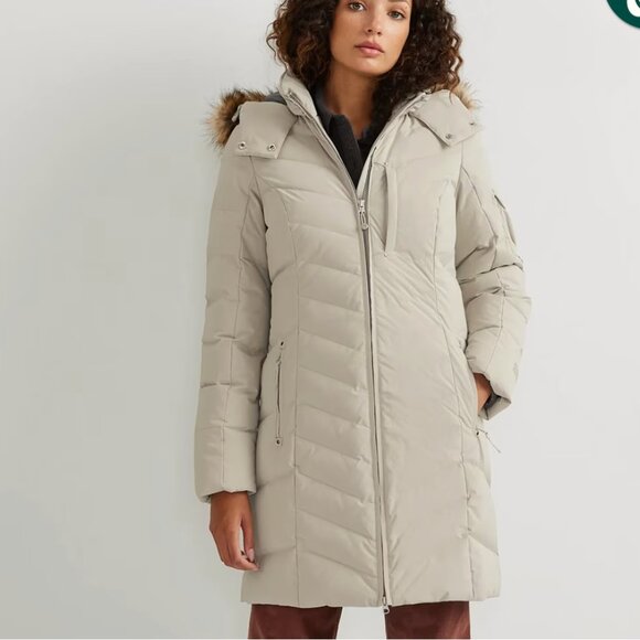 Eddie Bauer Sun Valley Down Parka – Cement XS, 650 Fill, Faux Fur Hood - Picture 1 of 12